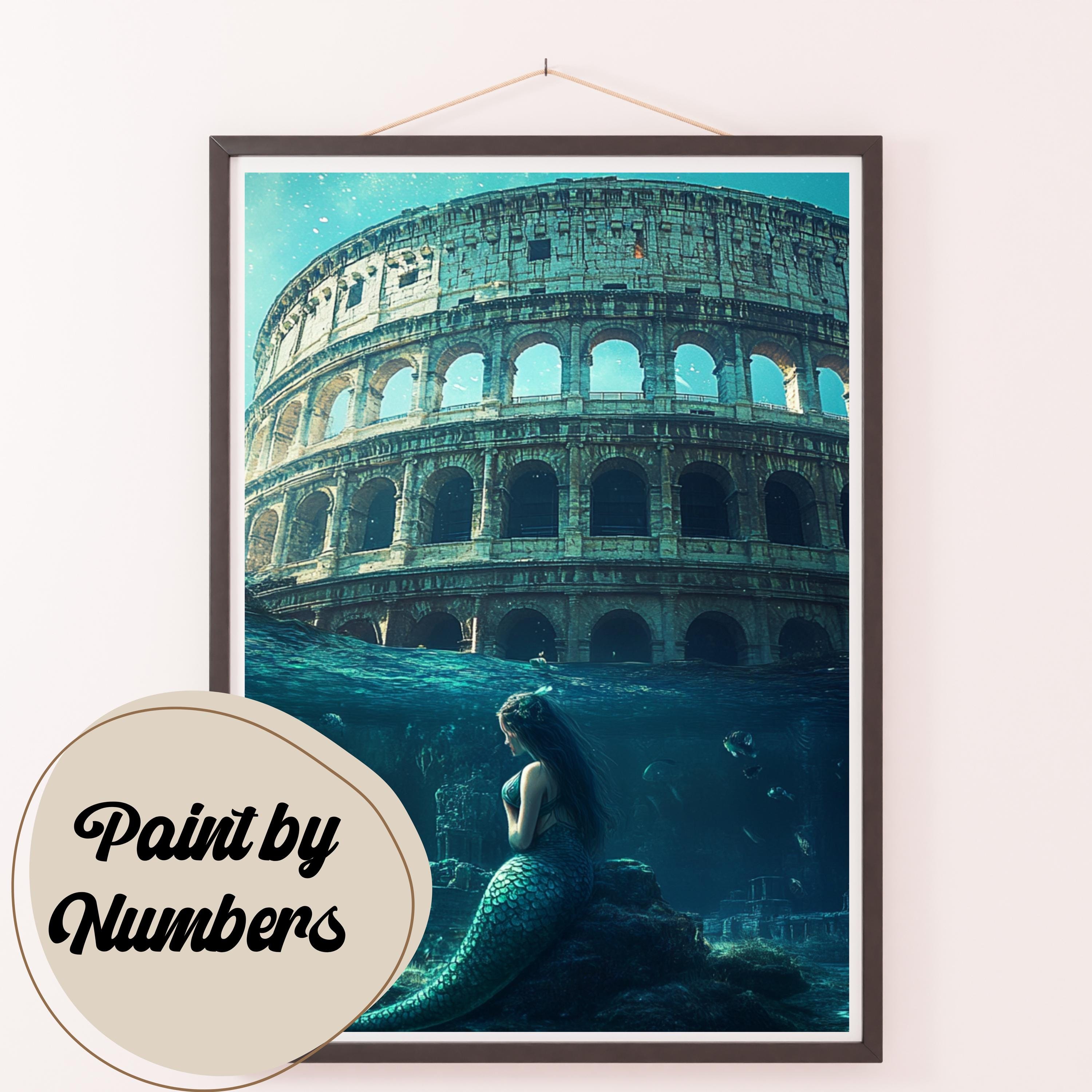 Lost Atlantis Paint by Numbers Kit: Mermaid & Sunken Colosseum - Etsy