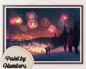 Paint by Numbers Kit for Adults: Winter Fireworks, DIY Painting, Painting Art for Decor, Gift Ideas, Home Wall Art Decor