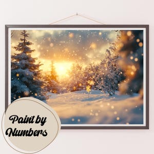 Paint by Numbers Kit for Adults: Golden Winter Glow, DIY Painting, Painting Art for Decor, Gift Ideas, Home Wall Art Decor