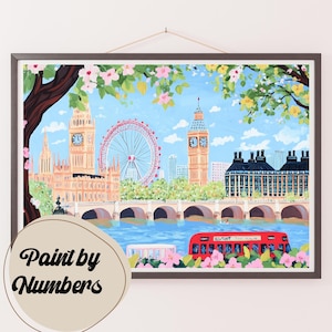 Paint by Numbers Kit for Adults: Springtime in London, DIY Painting, Painting Art for Decor, Gift Ideas, Homemade Wall Art Decor
