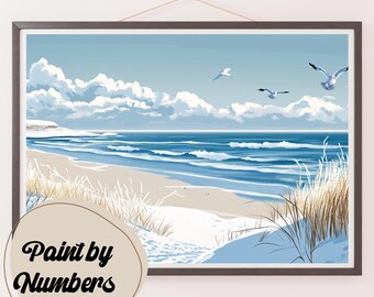 Winter Beach Paint by Numbers Kit: Coastal Serenity DIY Painting