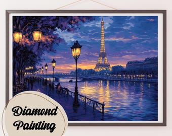 Evening in Paris Diamond Painting Kit: Eiffel Tower Gem Art