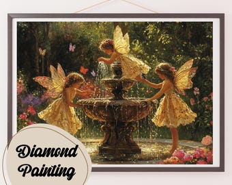 Fairy Fountain Diamond Painting Kit: Sparkling Gem Art
