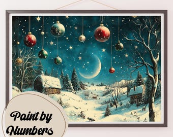 Winter's Night Paint by Numbers Kit: Festive Holiday Decor
