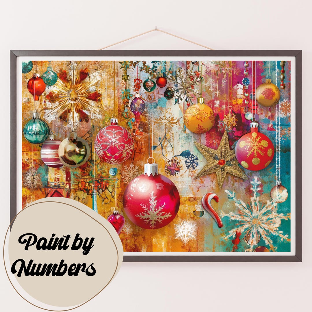 Festive Sparkles Paint by Numbers Kit: Christmas Ornament DIY Painting ...