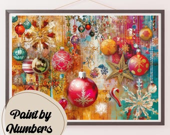 Festive Sparkles Paint by Numbers Kit: Christmas Ornament DIY Painting