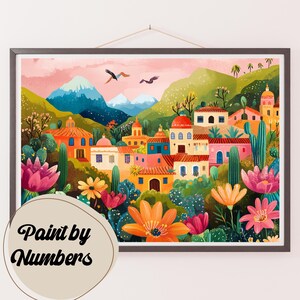 Blooming Village Paint by Numbers Kit: DIY Painting Art