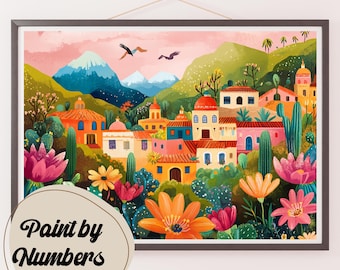 Kit schilderen op nummer Blooming Village: doe-het-zelfschilderkunst