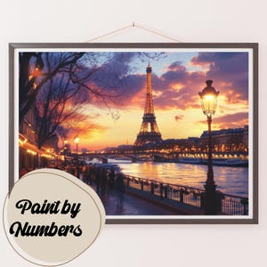 Paint by Numbers Kit for Adults: Evening Lights in Paris, DIY Painting, Painting Art for Decor, Gift Ideas, Home Wall Art Decor