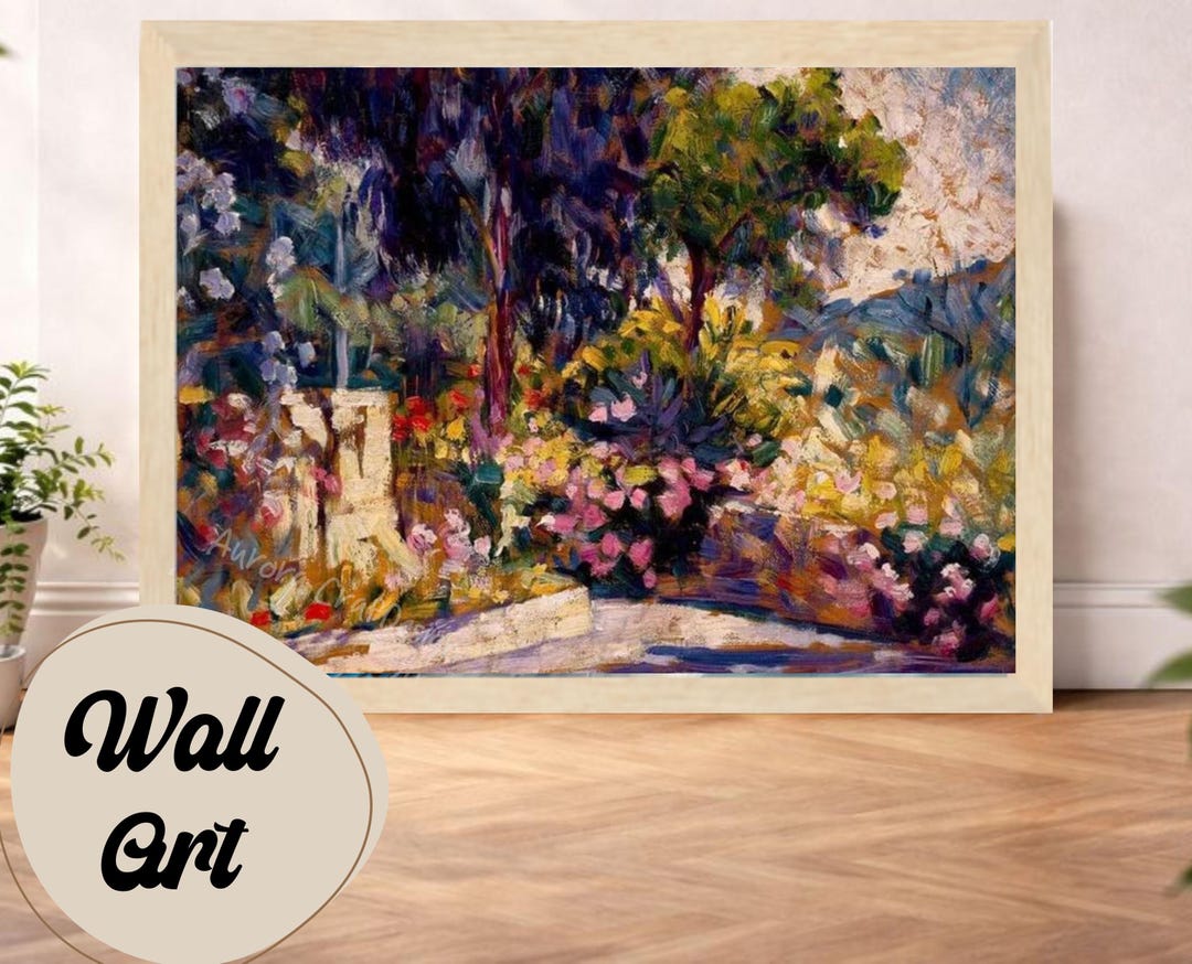 Impressionist Garden Path Wall Art Print, Colorful Floral Landscape ...