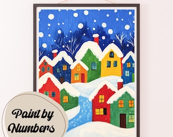 Kit verf op nummer Winter Village: doe-het-zelfschilderkunst