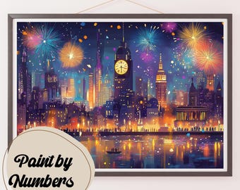 Paint by Numbers Kit for Adults: Skyline Celebration, DIY Painting, Painting Art for Decor, Gift Ideas, Home Wall Art Decor