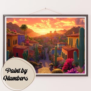 Paint by Numbers Kit for Adults: Golden Sunset Village, DIY Painting, Painting Art for Decor, Gift Ideas, Home Wall Art Decor