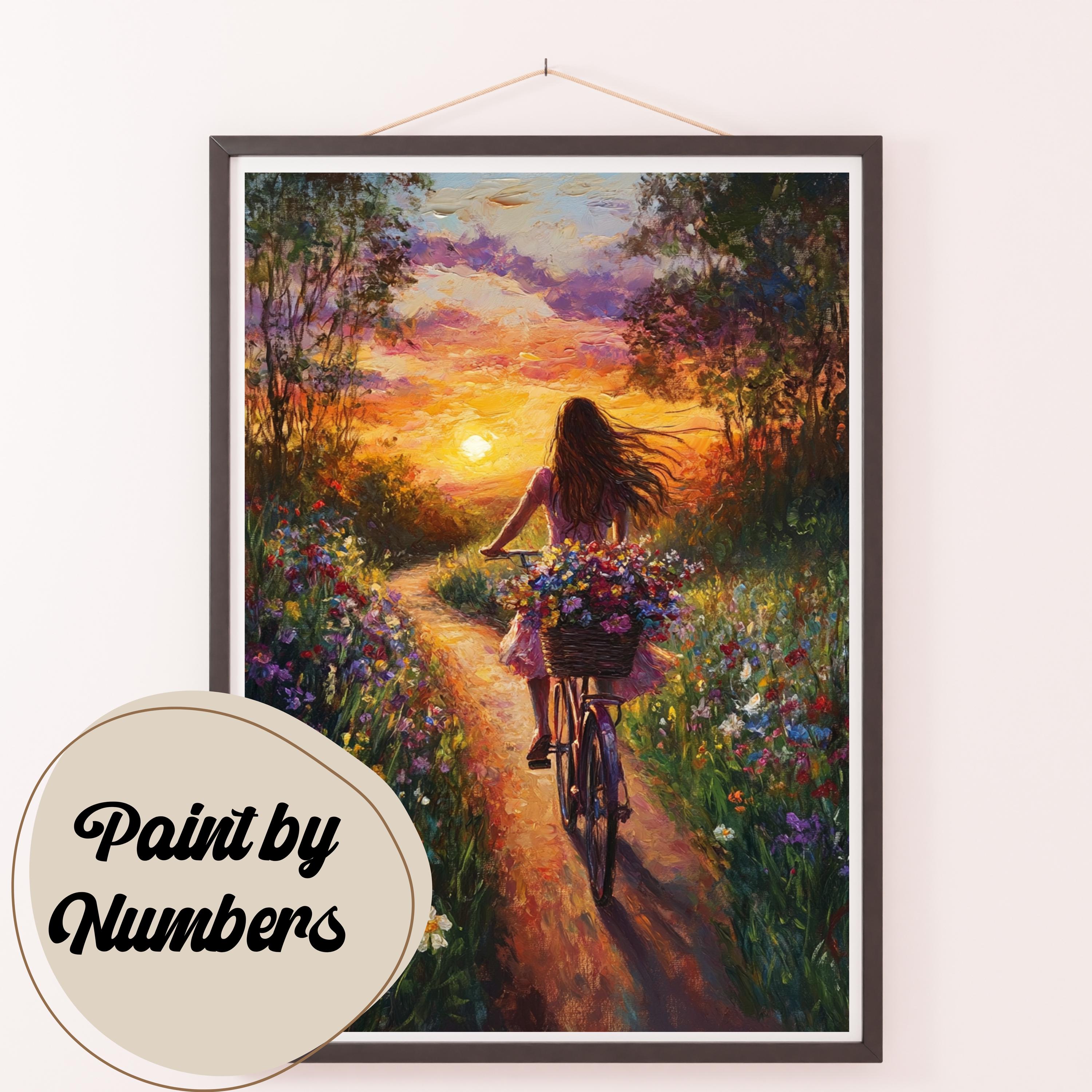 Sunset Bike Ride Paint by Numbers Kit: DIY Acrylic Art - Etsy