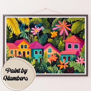 Tropical Village Paint by Numbers Kit: DIY Home Wall Art Decor