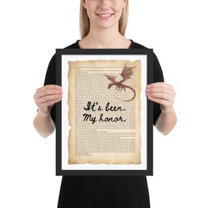 Printed Poster Fourth Wing - Liam's Last words Ch.36 Quote, Fantasy Book quote ft Chapter text Fourth Wing Wall Art | It’s Been My Honor