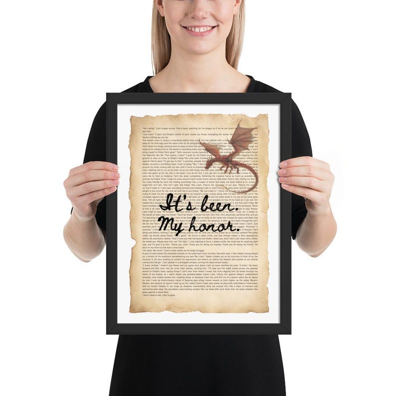 Printed Poster Fourth Wing - Liam's Last words Ch.36 Quote, Fantasy Book quote ft Chapter text Fourth Wing Wall Art | It’s Been My Honor
