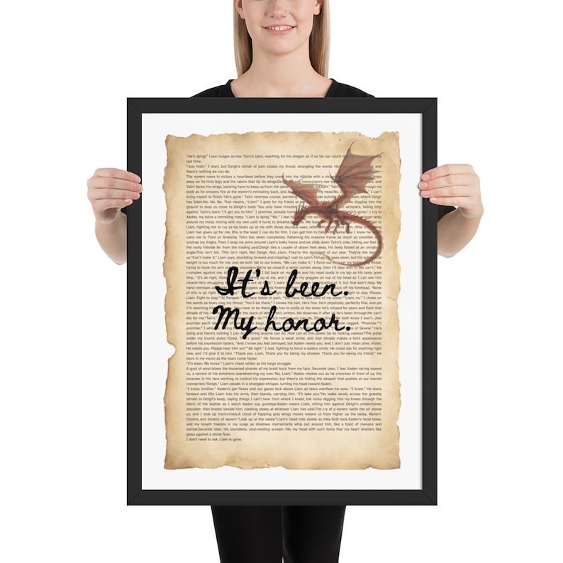 Printed Poster Fourth Wing - Liam's Last words Ch.36 Quote, Fantasy Book quote ft Chapter text Fourth Wing Wall Art | It’s Been My Honor