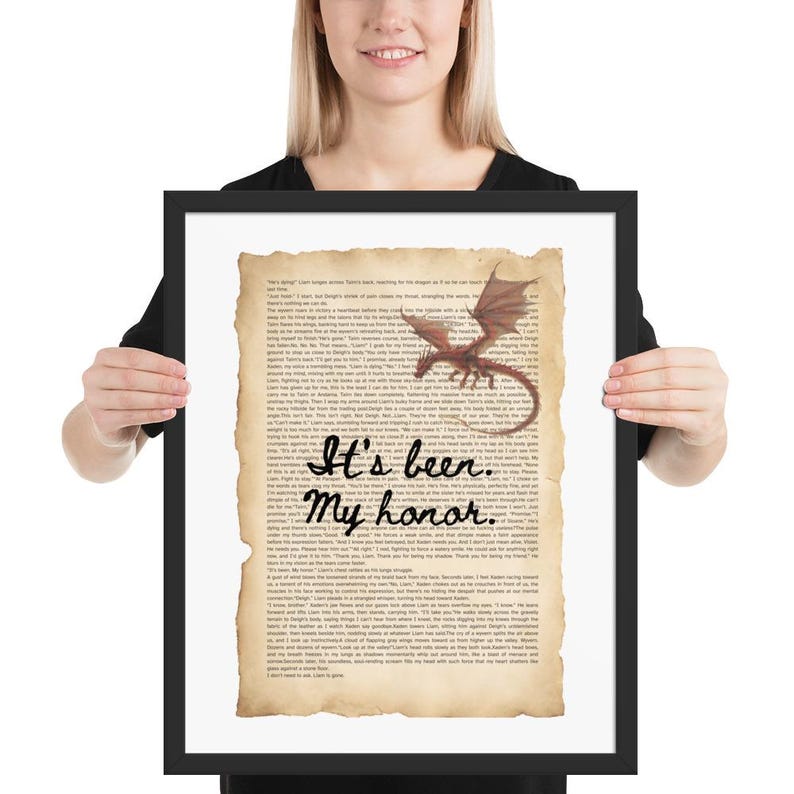 Printed Poster Fourth Wing - Liam's Last words Ch.36 Quote, Fantasy Book quote ft Chapter text Fourth Wing Wall Art | It’s Been My Honor