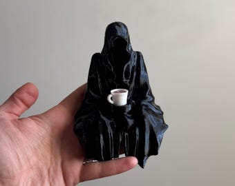 3D Printed Suriel Figurine with Teacup: ACOTAR Inspired Shelf Decor