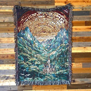 Throne of Glass Woven Blanket: Terrasen Landscape Tapestry Throw