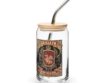 Fourth Wing Glass Cup with Lid & Straw: Basgiath War College, Dragon Rider Gift