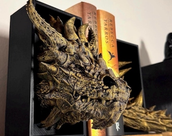 Zestaw podpórek do książek Dragon Bookend: dekoracja półki na książki wykonana w technologii druku 3D