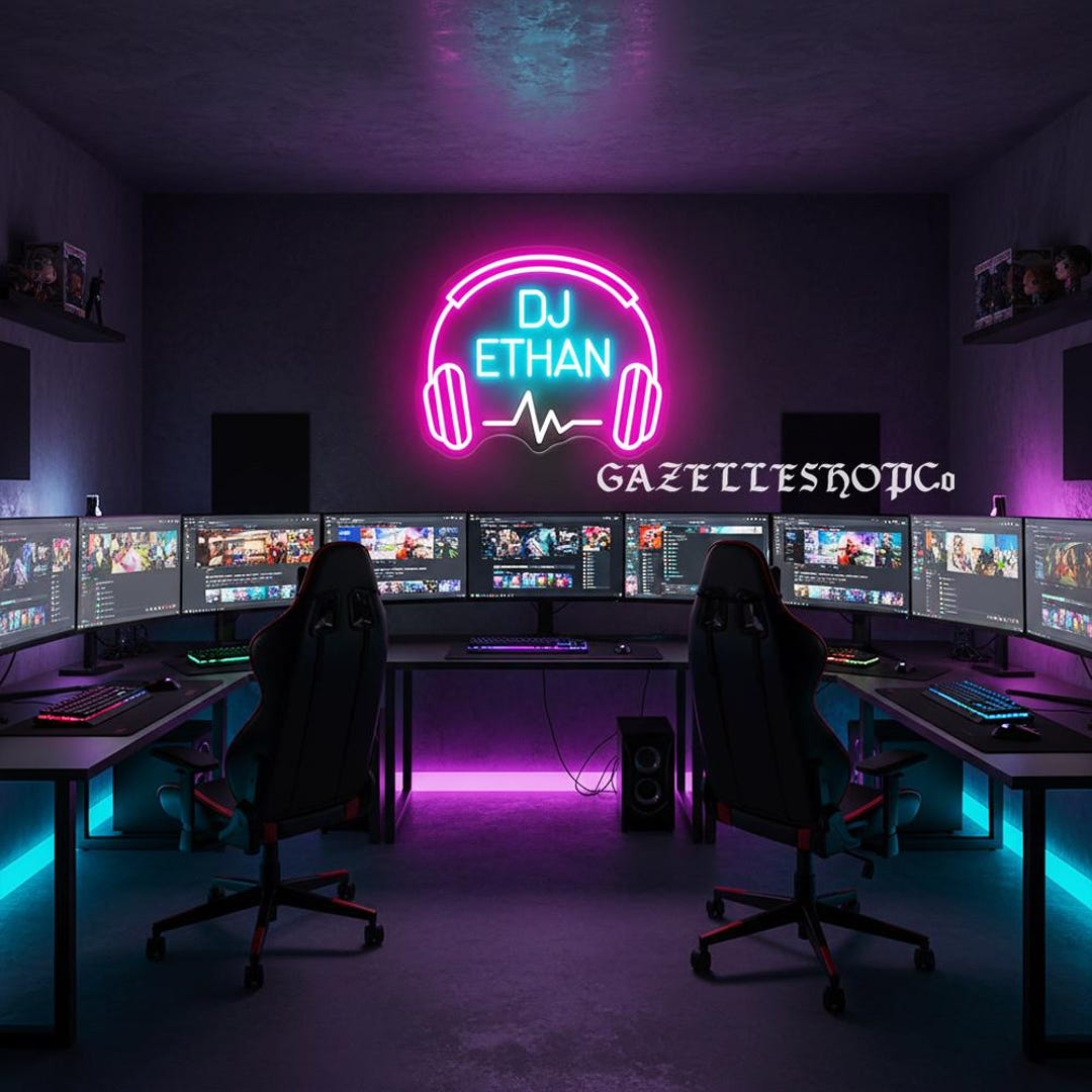 Custom DJ Name Neon Sign, Personalized Headphones LED Neon Light, Music ...