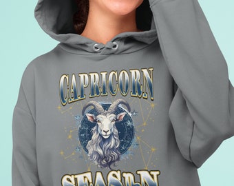 Capricorn Celestial Zodiac Gray Hoodie, Capricorn Birthday Gift