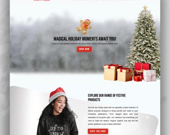 Christmas Divi Landing Page Layout | Holiday Homepage Template (Canva Assets Included)
