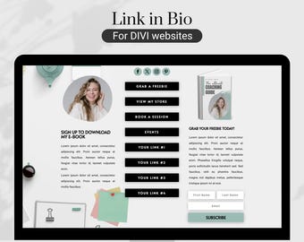 Divi WordPress Link in Bio Template – Anika Linktree Divi Layout (Canva Assets Included)