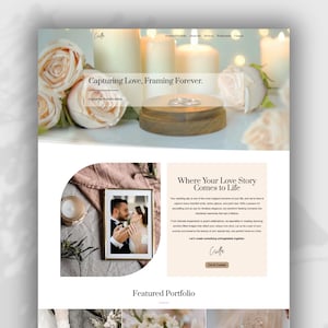 Wedding Photographer Divi WordPress Portfolio Page Template (Canva Assets Included)