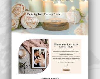 Wedding Photographer Divi WordPress Portfolio Page Template (Canva Assets Included)