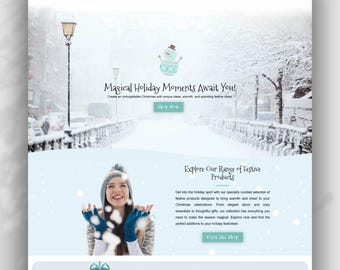 Christmas Divi Landing Page Layout | Winter Holiday Homepage Template (Canva Assets Included)