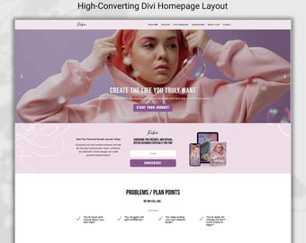 Mindset Coach Divi Layout | Conversion-Focused One Page Website | Landing Page Template | Canva Assets Included