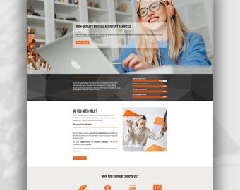 Divi WordPress Landing Page Template for Virtual Assistant Services (Canva Assets Included)