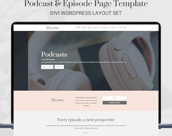 Divi WordPress Podcast Page & Episode Page Template – Marianna Website Layout Pack (Canva Assets Included)