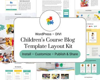 Divi WordPress Children’s Course and Blog Template Bundle (Canva Assets Included)