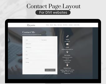 Divi WordPress Contact Page Layout – Marianna Template (Canva Assets Included)
