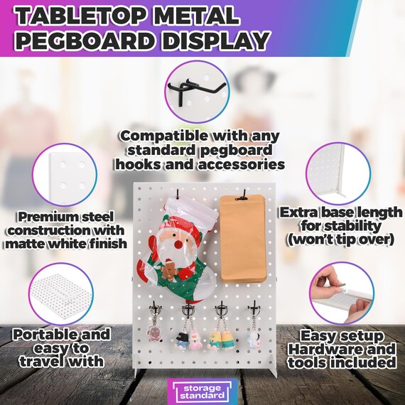 Pegboard Display Stand, 17 X 13 Inch Tabletop Pegboard Display Stand With 15 Hooks, Thickened Cold-Rolled Steel Peg Board Panel For Grocery, Retail Store And Jewelry Shop, Black (1 PCS - View #12