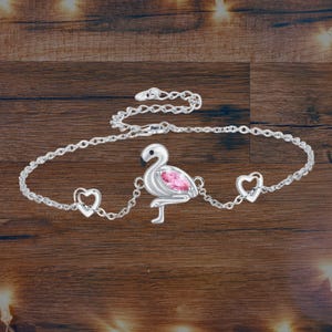 Flamingo Chain Bracelet for Women Girls 925 Sterling Silver Chain Adjustable Flamingo Bracelet for Women