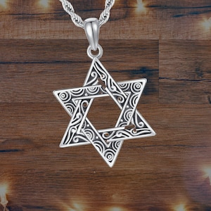 Star of David Necklace For Men Women Sterling Silver Jewish Necklace
