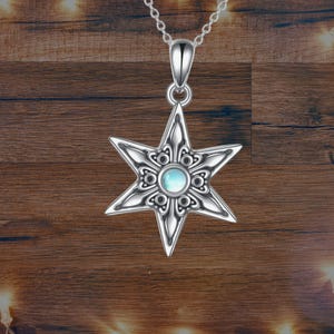 Star of David Necklace For Men Women 925 Sterling Silver Moonstone Jewish Necklace