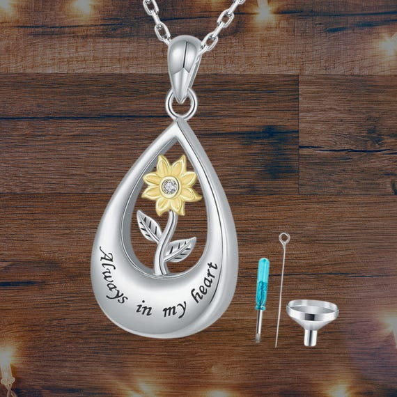 Butterfly Sunflower Turquoise Urn Necklace for Women Sterling