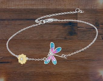 Dragonfly Bracelet For Woman Sterling Silver Cute Insect Bracelet