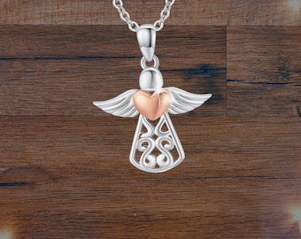 Angel Wings Necklace 925 Sterling Silver Angel Pendant Necklace Christian Jewelry For Women