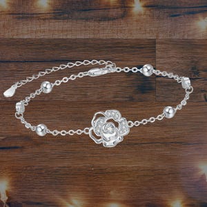 Rose Flower Bracelet 925 Sterling Silver Rose Bracelet Jewelry Gifts for Women