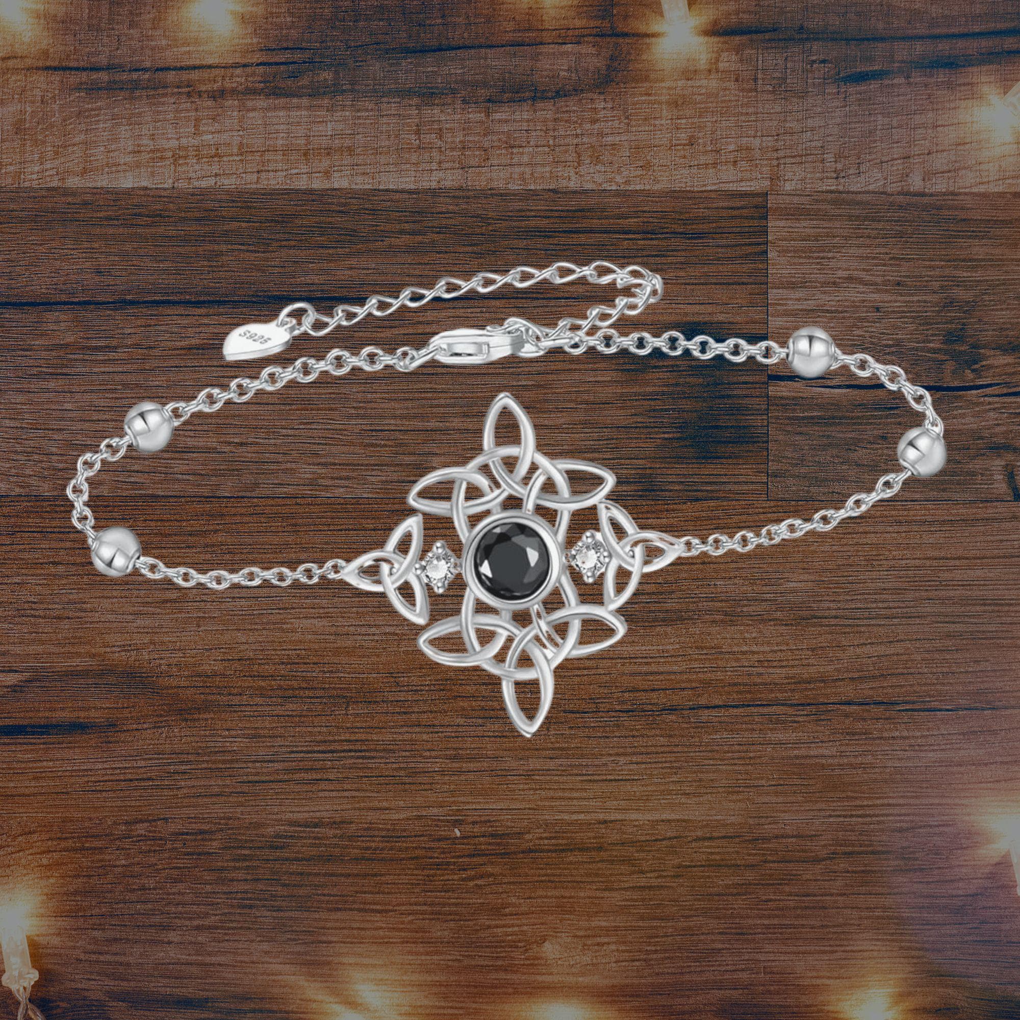 Witches Knot Celtic Bracelet 925 Sterling Silver Celtic Knot Charm Bracelet For Women