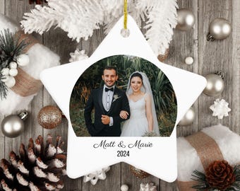 Custom Photo Christmas Ornament, Personalized Couple Keepsake
