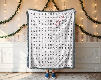 Custom Word Search Mom Woven Blanket: Personalized Kids Names
